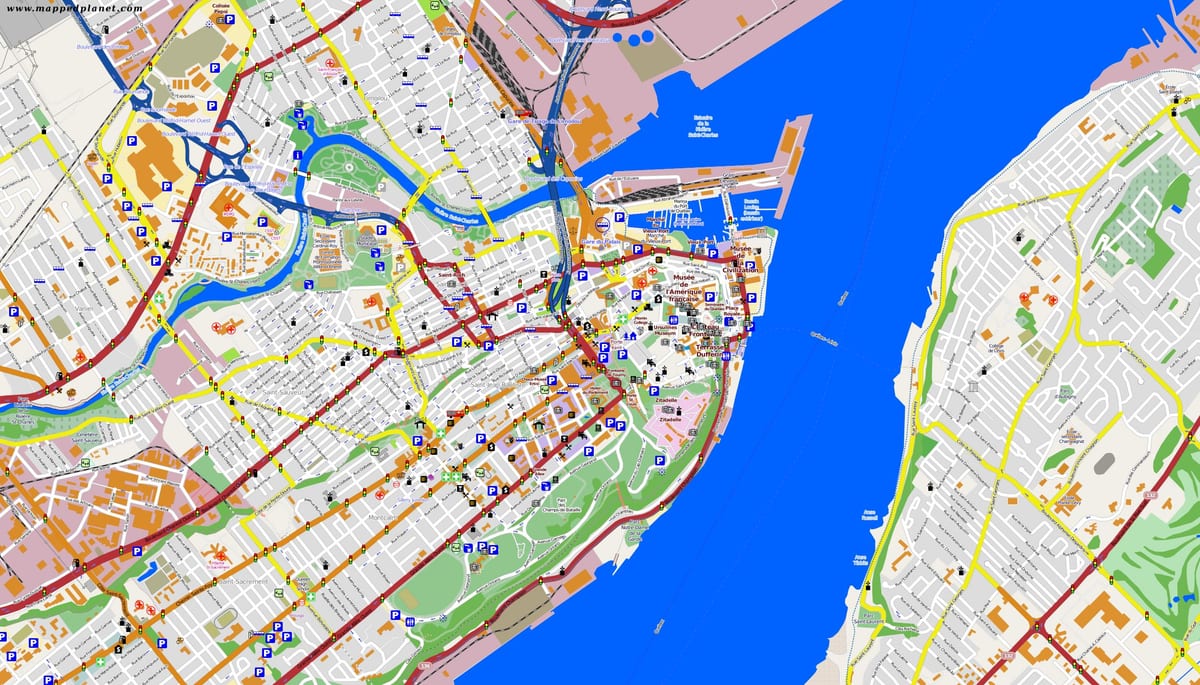 Map of Quebec City and surrounding area