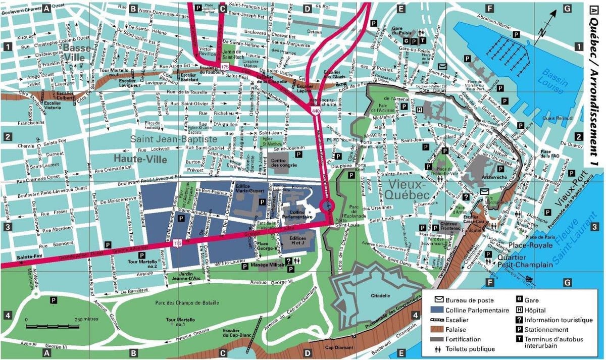City map of Quebec City