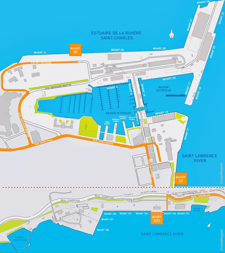 Map of Quebec City cruise port