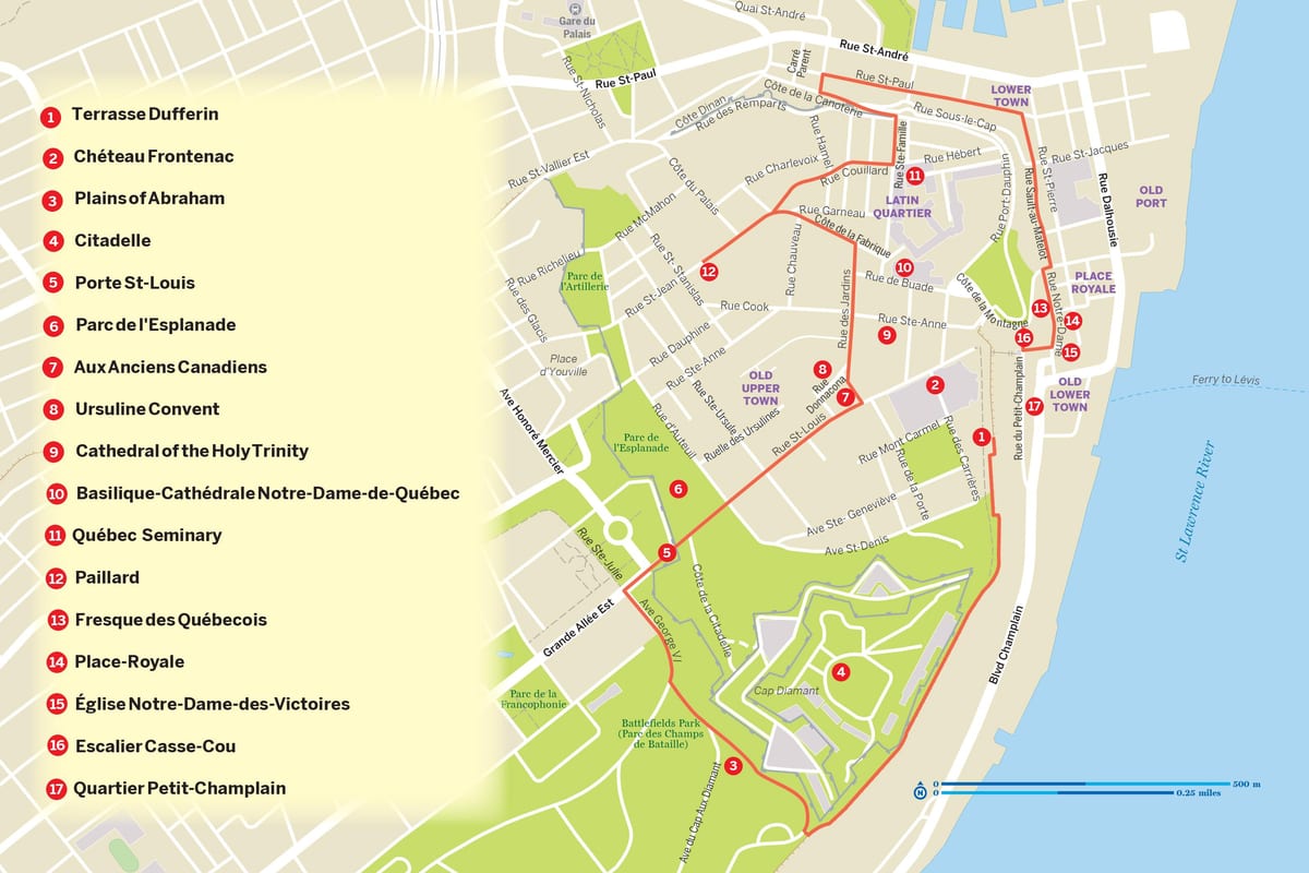 Map of Quebec City hop on hop off