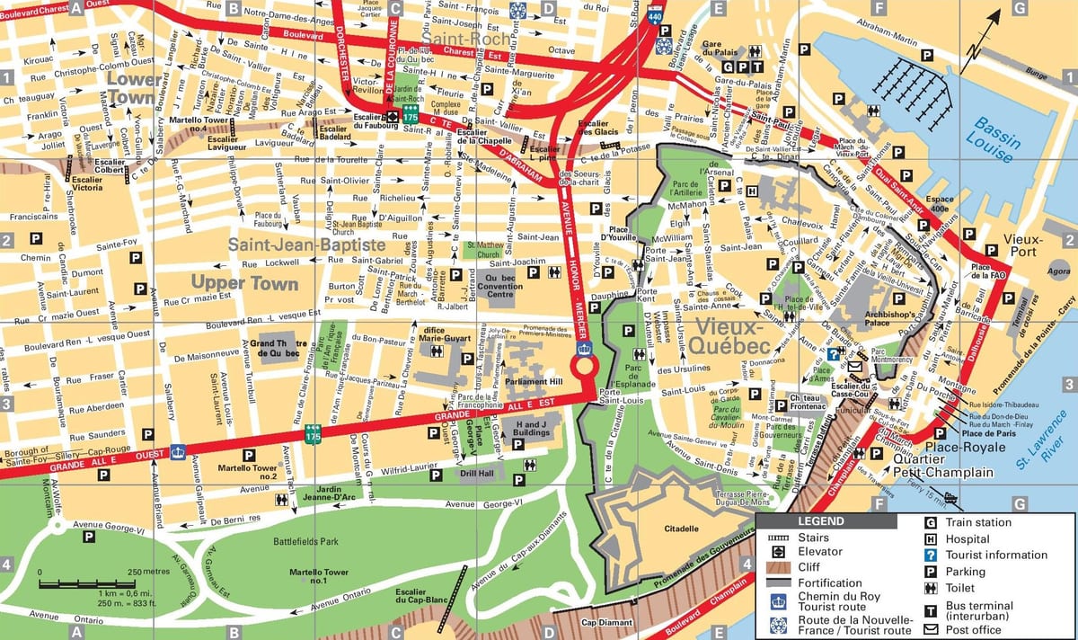 Quebec City tourist attractions map