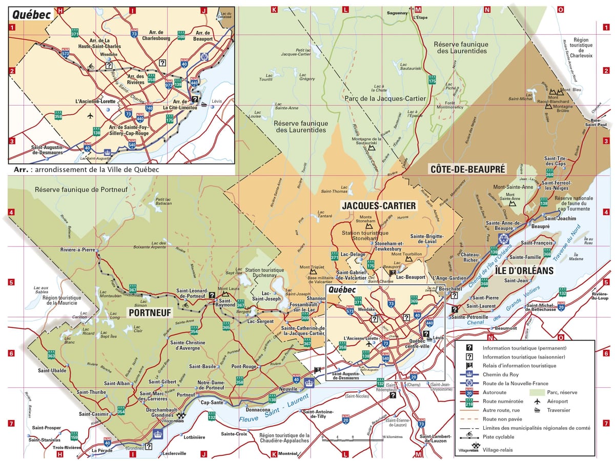 Map of Quebec downtown